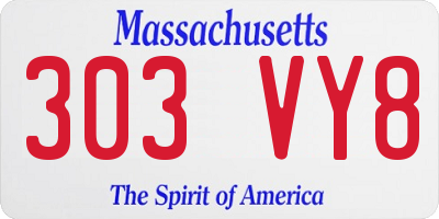 MA license plate 303VY8