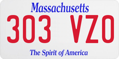 MA license plate 303VZ0