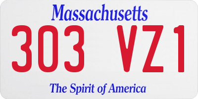 MA license plate 303VZ1