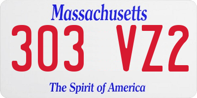 MA license plate 303VZ2