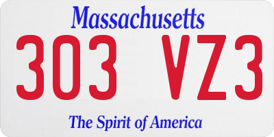 MA license plate 303VZ3