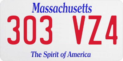 MA license plate 303VZ4