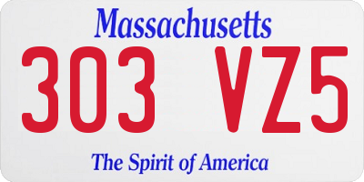 MA license plate 303VZ5