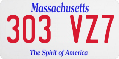 MA license plate 303VZ7
