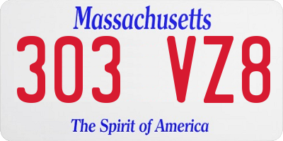 MA license plate 303VZ8