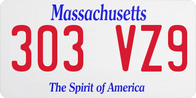 MA license plate 303VZ9