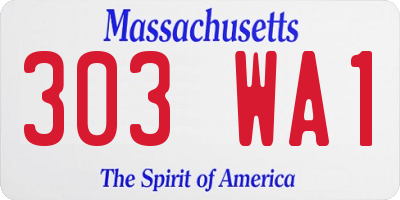 MA license plate 303WA1
