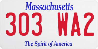 MA license plate 303WA2