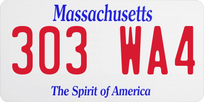 MA license plate 303WA4