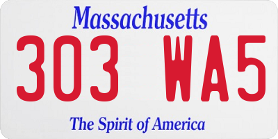 MA license plate 303WA5