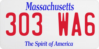 MA license plate 303WA6
