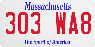 MA license plate 303WA8