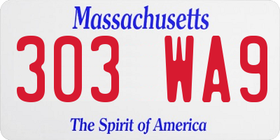 MA license plate 303WA9