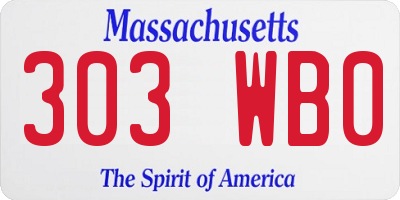 MA license plate 303WB0