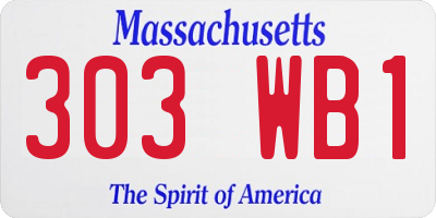 MA license plate 303WB1