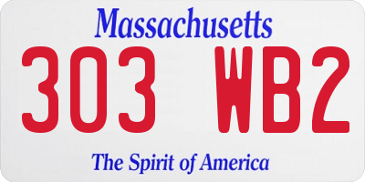 MA license plate 303WB2