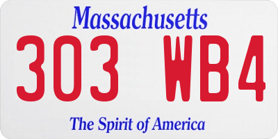 MA license plate 303WB4
