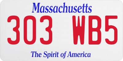 MA license plate 303WB5