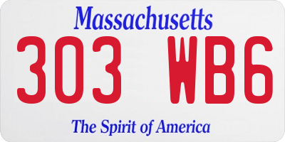 MA license plate 303WB6