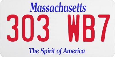 MA license plate 303WB7