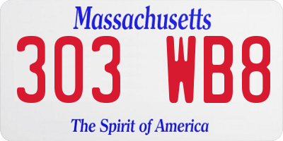 MA license plate 303WB8