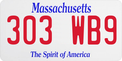 MA license plate 303WB9