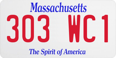 MA license plate 303WC1