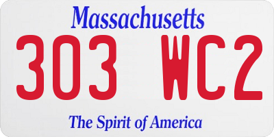 MA license plate 303WC2
