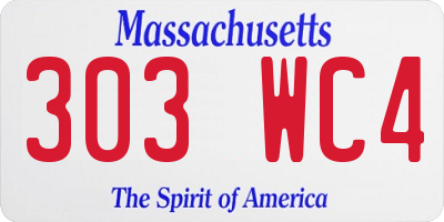 MA license plate 303WC4