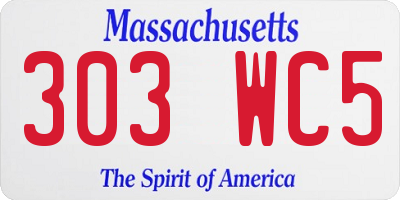 MA license plate 303WC5