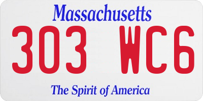 MA license plate 303WC6