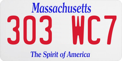 MA license plate 303WC7