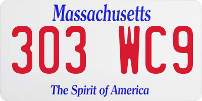 MA license plate 303WC9