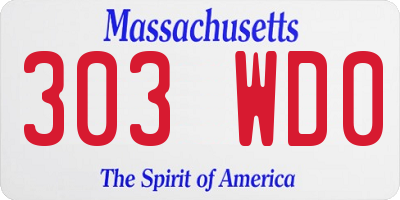 MA license plate 303WD0