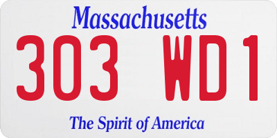 MA license plate 303WD1