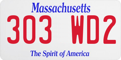 MA license plate 303WD2