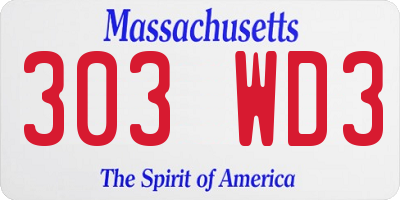 MA license plate 303WD3
