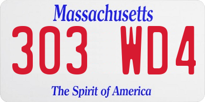 MA license plate 303WD4