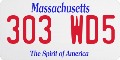 MA license plate 303WD5