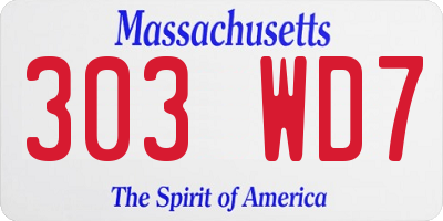 MA license plate 303WD7
