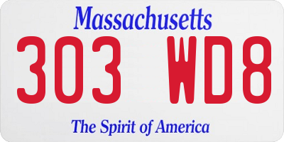 MA license plate 303WD8