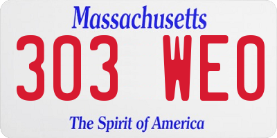 MA license plate 303WE0