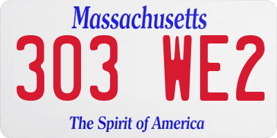 MA license plate 303WE2