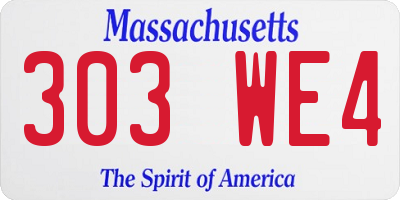 MA license plate 303WE4