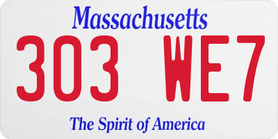 MA license plate 303WE7