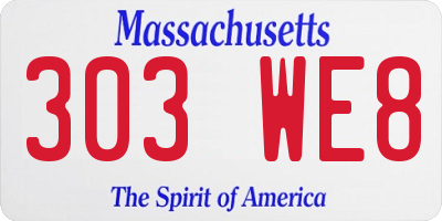 MA license plate 303WE8