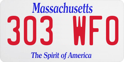 MA license plate 303WF0