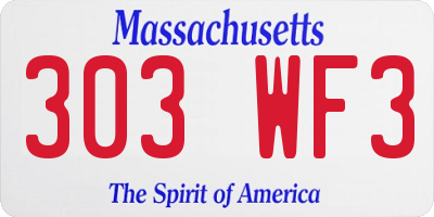 MA license plate 303WF3