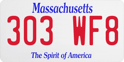 MA license plate 303WF8