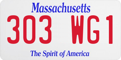 MA license plate 303WG1